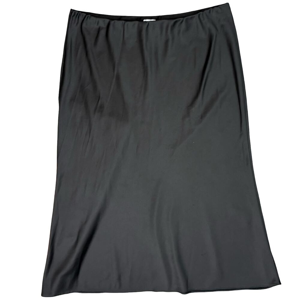 Asos Design Curve Black Satin Bias Straight Elastic Waist Midi Skirt size 18